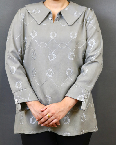 شومیز خامهدوزی لینن زنانه سفید مزون سجادیان