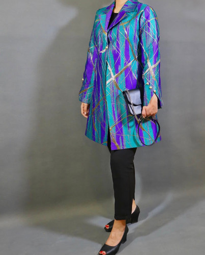 مانتو کتی ژاکارد ترک زنانه بنفش مزون سجادیان