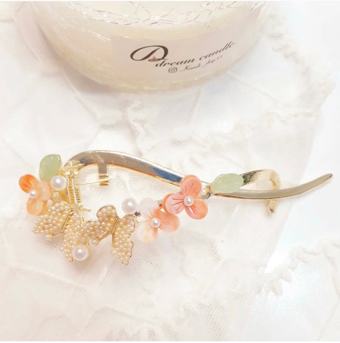 چفتی طرح گل و پروانه نارنجی