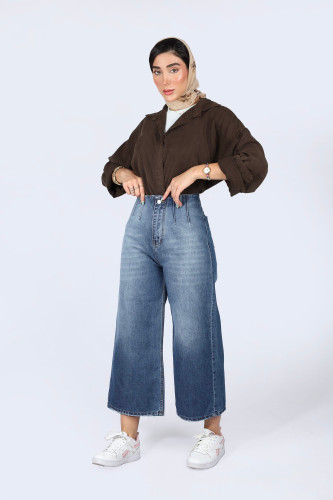 شلوار جین وایدلگ قد ۹۰ آبی روشن