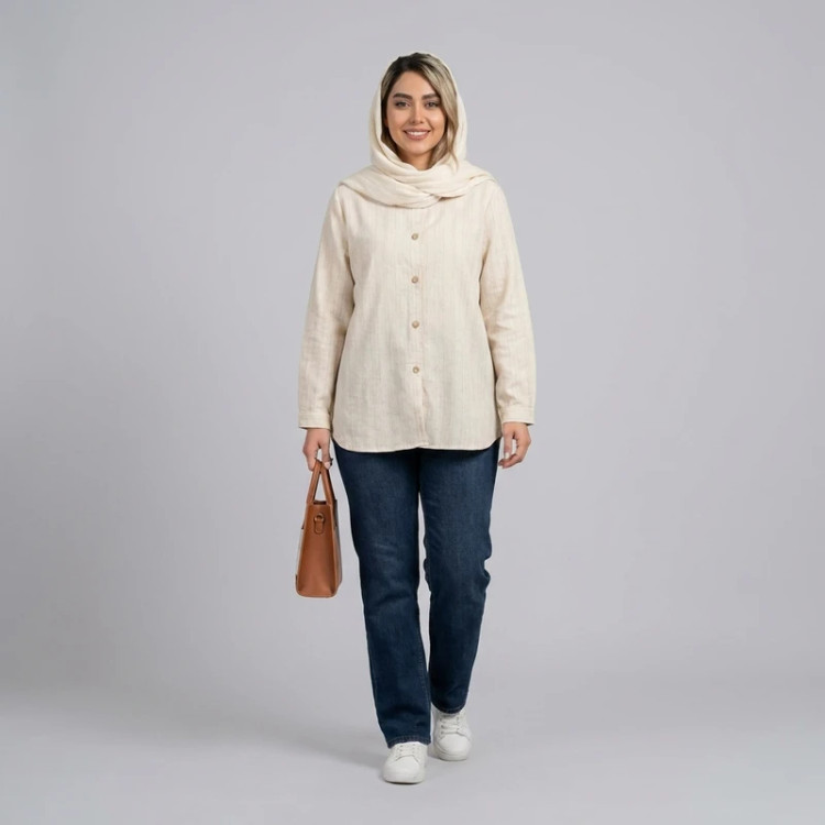 شومیز زنانه مدل لینن راهراه