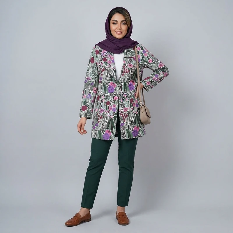 مانتو ژاکارد زنانه مدل گلدار