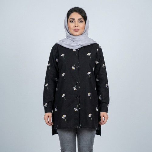 شومیز زنانه مدل لینن گلدوزی طرح بابونه
