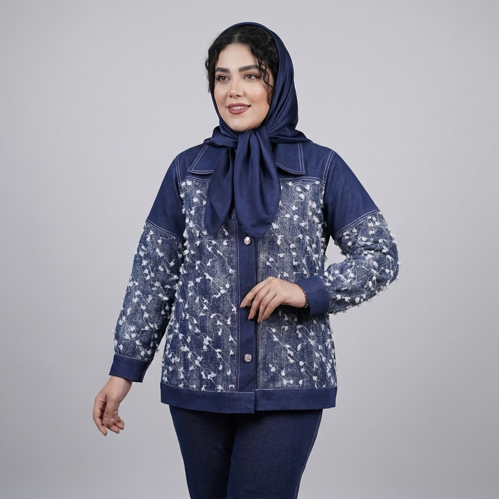 کت تک زنانه جین مدل اپلیکه