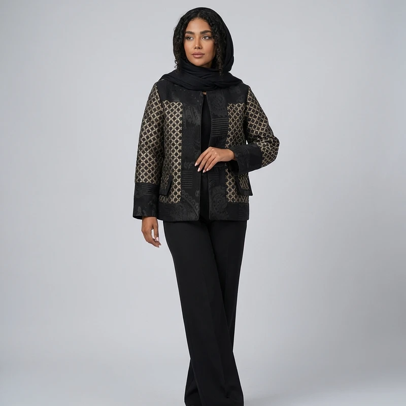 مانتو کتی زنانه مدل ژاکارد هندی