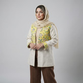 مانتو زنانه کتان لمه و کوکدوزی گلدار