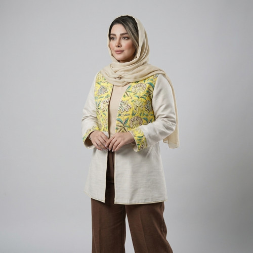 مانتو زنانه کتان لمه و کوکدوزی گلدار